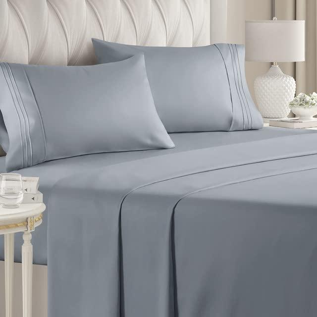 Queen Size Sheet Set - 4 Piece Set - Hotel Luxury Bed Sheets - Extra Soft - Deep Pockets - Easy Fit - Breathable & Cooling Sheets - Wrinkle Free - Comfy – Steel Blue Bed Sheets - Queen Sheets