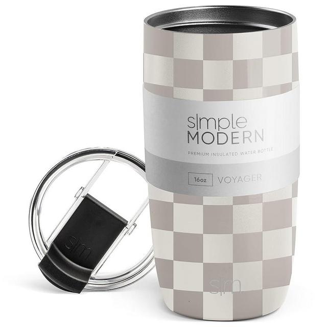 Simple Modern Travel Coffee Mug Tumbler with Flip Lid | Reusable Insulated Stainless Steel Cold Brew Iced Coffee Cup Thermos | Gifts for Women Men Him Her | Voyager Collection | 16oz | Checkmate