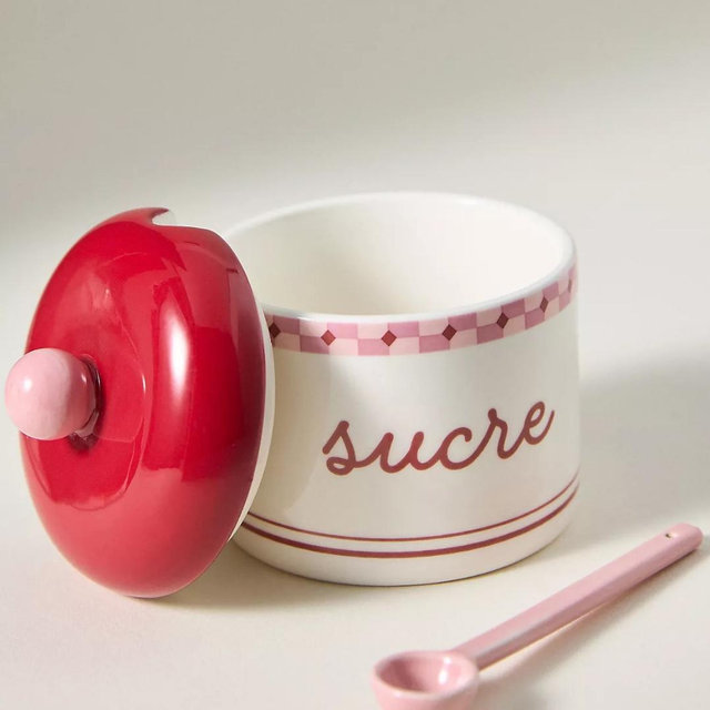 Café Violette Handpainted Stoneware Sugar Bowl