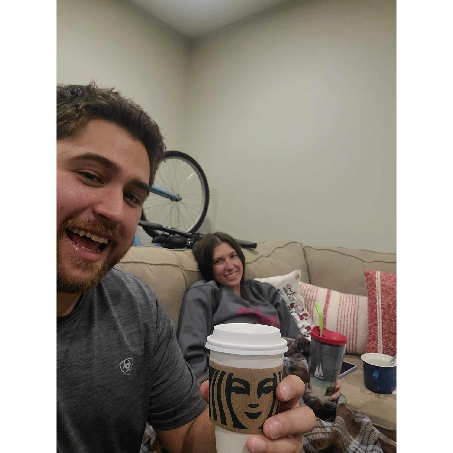 EJ keeping Kelsey company during her surgery recovery