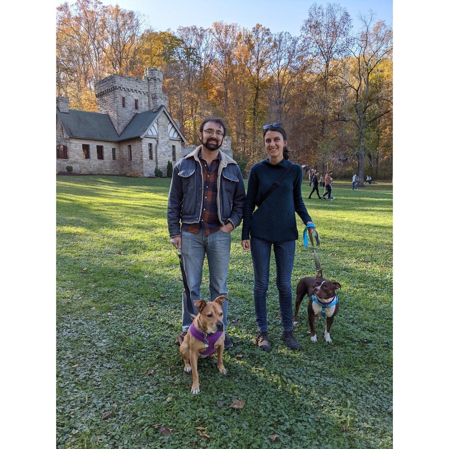 On a hike with Bij and one of our foster dogs in 2021