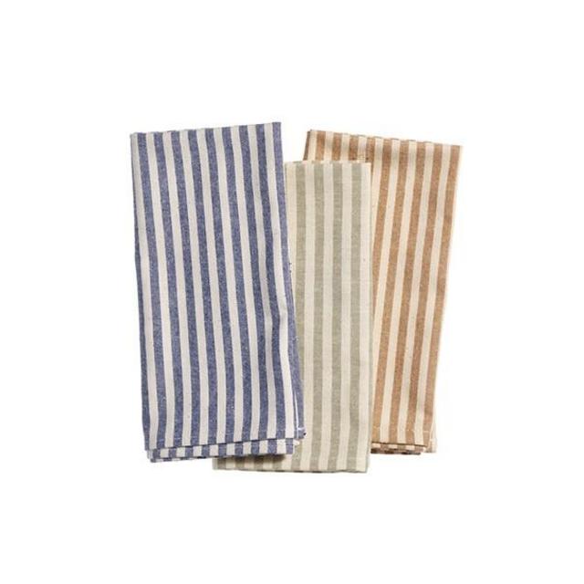 4 Ticking Stripe Napkins - Blue