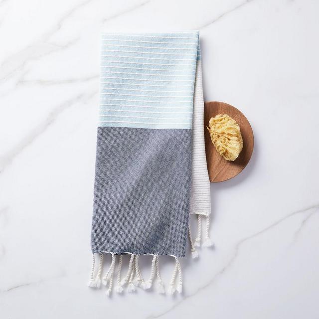 Colorblock Hammam Hand Towel, Light Pool