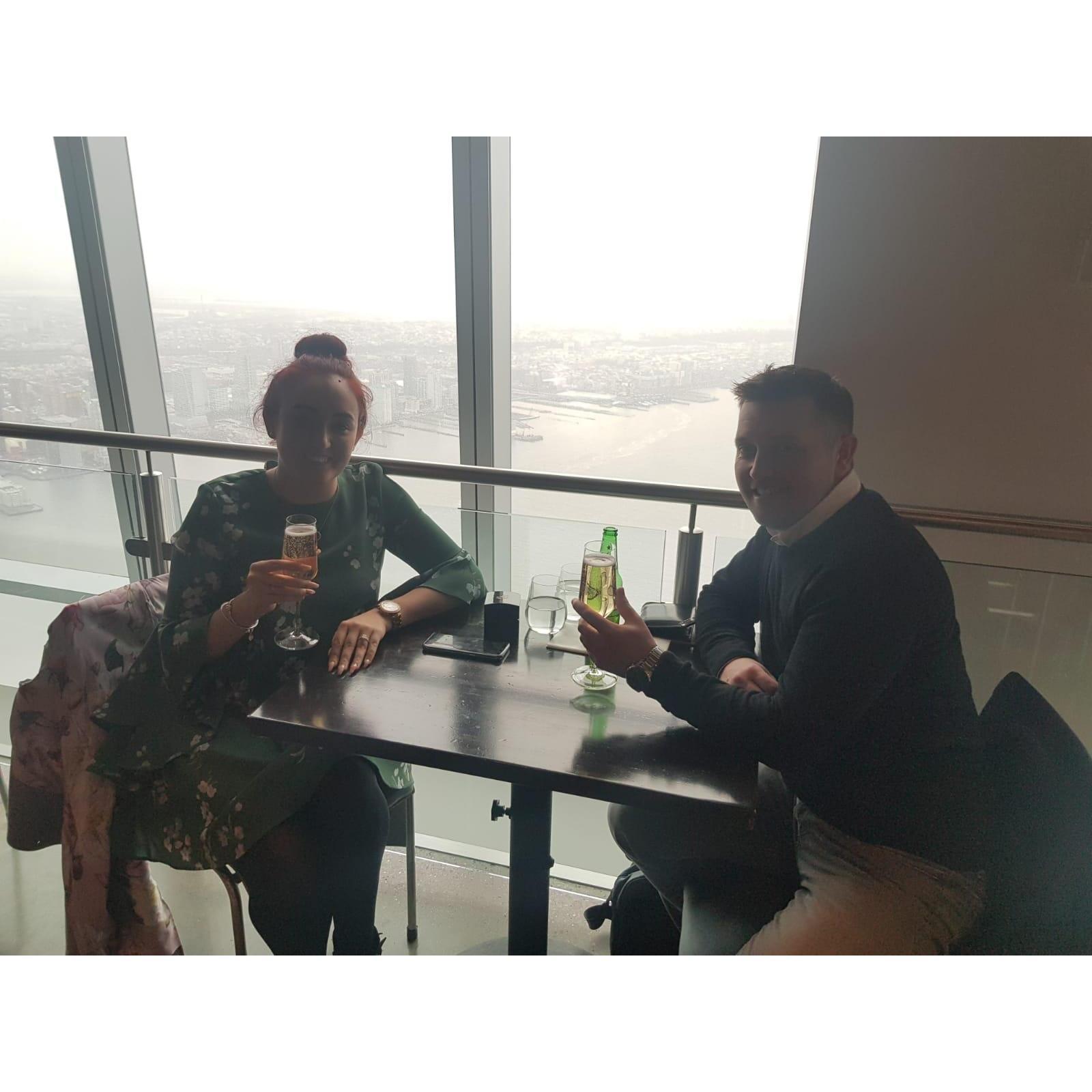 Our engagement :) - the only picture we have as so much champagne was drank!