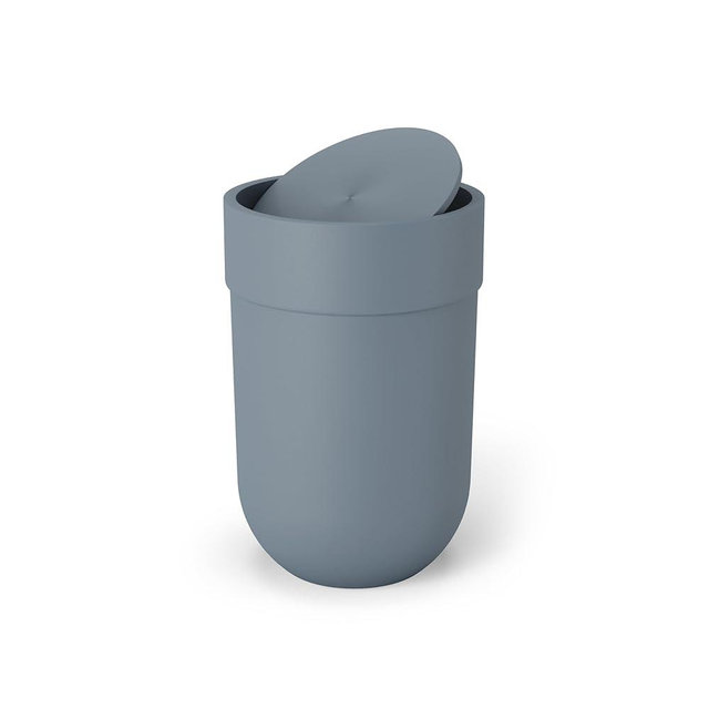 Umbra Touch Waste Can, Small Trash Can with Lid, Swing Lid Waste Basket, Garbage Can with Lid for Washroom/Bathroom, Slate Blue