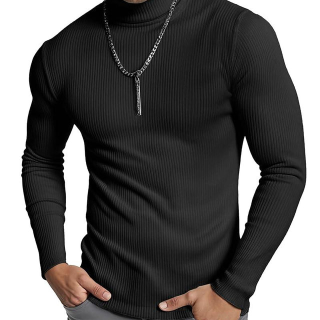 NY Threads Men's Ribbed Turtleneck Slim Fit Pullover Casual Long Sleeves Basic Top