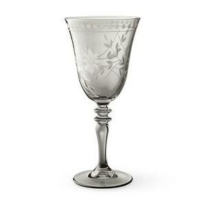 Vintage Etched Grey Wine Glasses, Set of 4