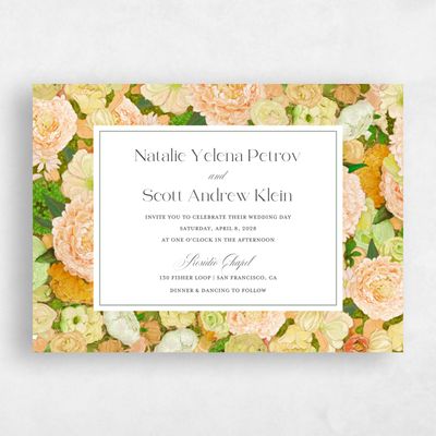 Light Orange Wedding Invitation - Horto Landscape