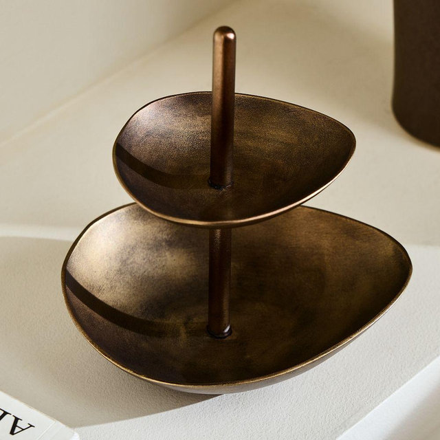 Organic Metal Jewelry Tower, Dark Brass, Small