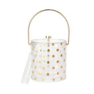 Raise A Glass Acrylic Ice Bucket, Gold Dots