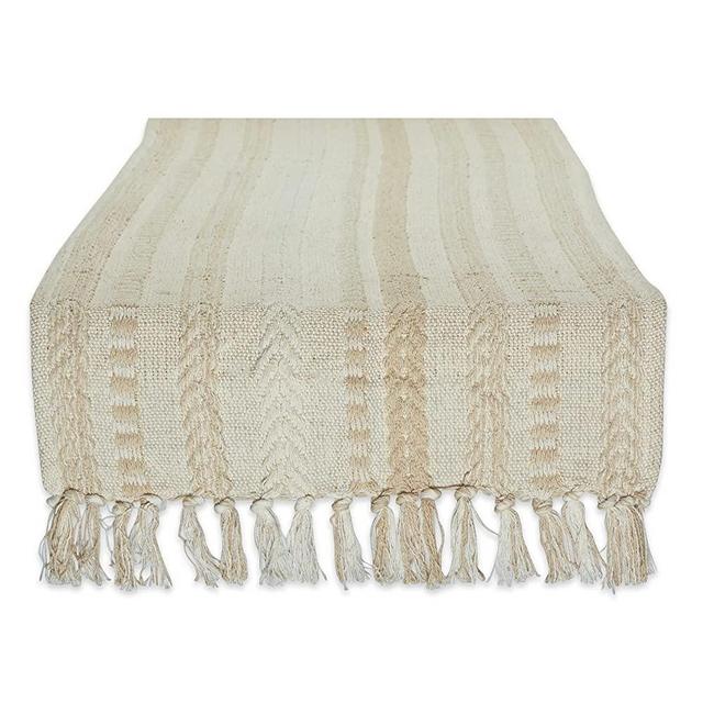 DII Farmhouse Braided Stripe Table Runner Collection, 15x72, Vintage Linen
