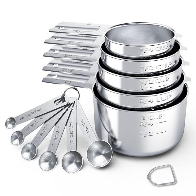 TILUCK Stainless Steel Measuring Cups Spoons Set, Cups and Spoons,Kitchen Gadgets for Cooking Baking (5+6)