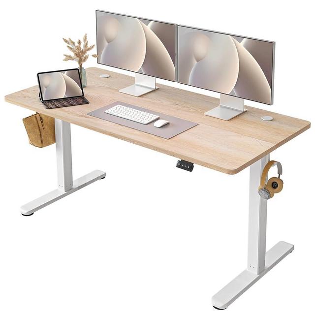 FEZIBO Electric Standing Desk, 55 x 24 Inches Height Adjustable Stand up Desk, Sit Stand Home Office Desk, Computer Desk, Maple