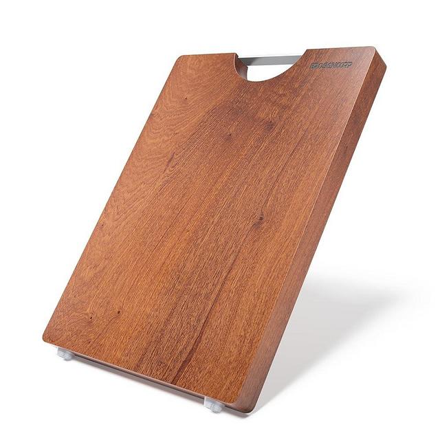 Brosisincorp Sapele Solid Wood Cutting Board for Meat One Piece No Glue All Whole Wood Single Block Hardwood Chopping Board with Handle, Edge Grain, Pre-oiled (X-large, 17.71"L*11.81"W*1.18"Th)