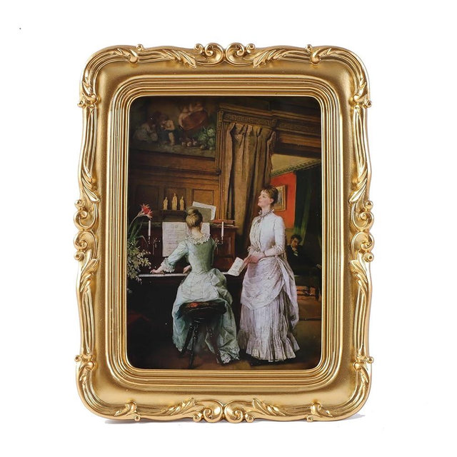 LIHOLO Vintage Picture Frames 5x7 Ornate Gold Antique Picture Frames with Glass Front for Wall Mount or Tabletop Gallery Wall Decor Victorian Home Decor with Floral Design,Gold