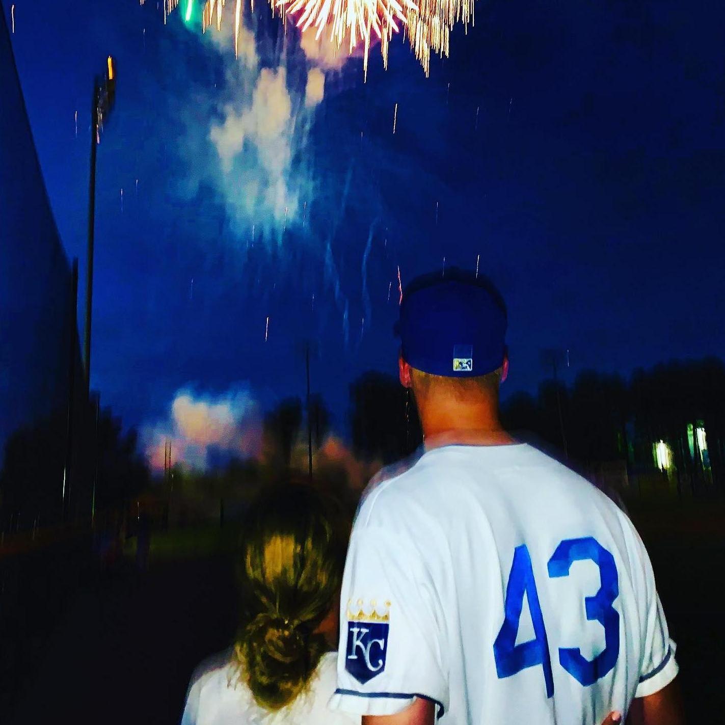 4th year together celebration at one of Noah's professional games