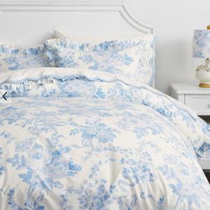 LoveShackFancy Damask Ruffle Duvet Cover