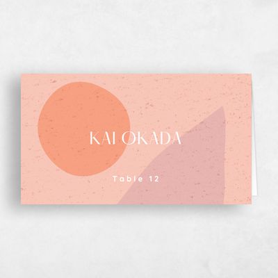 Peach Blush, Orange Wedding Place Card - Rafina