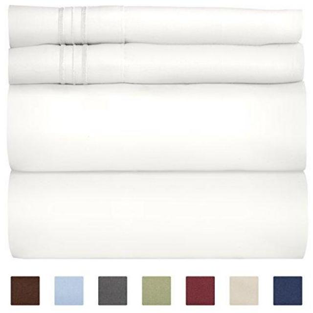 California King Size Sheet Set – 4 Piece Set - Hotel Luxury Bed Sheets - Extra Soft - Deep Pockets - Breathable & Cooling - Wrinkle Free - Comfy - White Bed Sheets - Cali Kings Sheets 4 PC