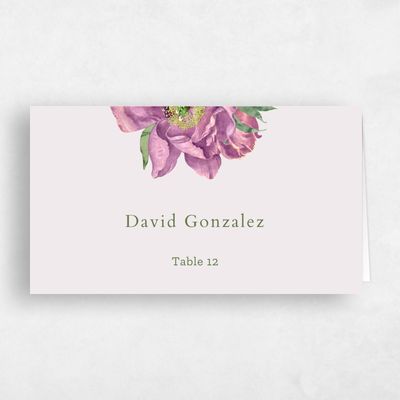 Purple Wedding Place Card - Sparrow