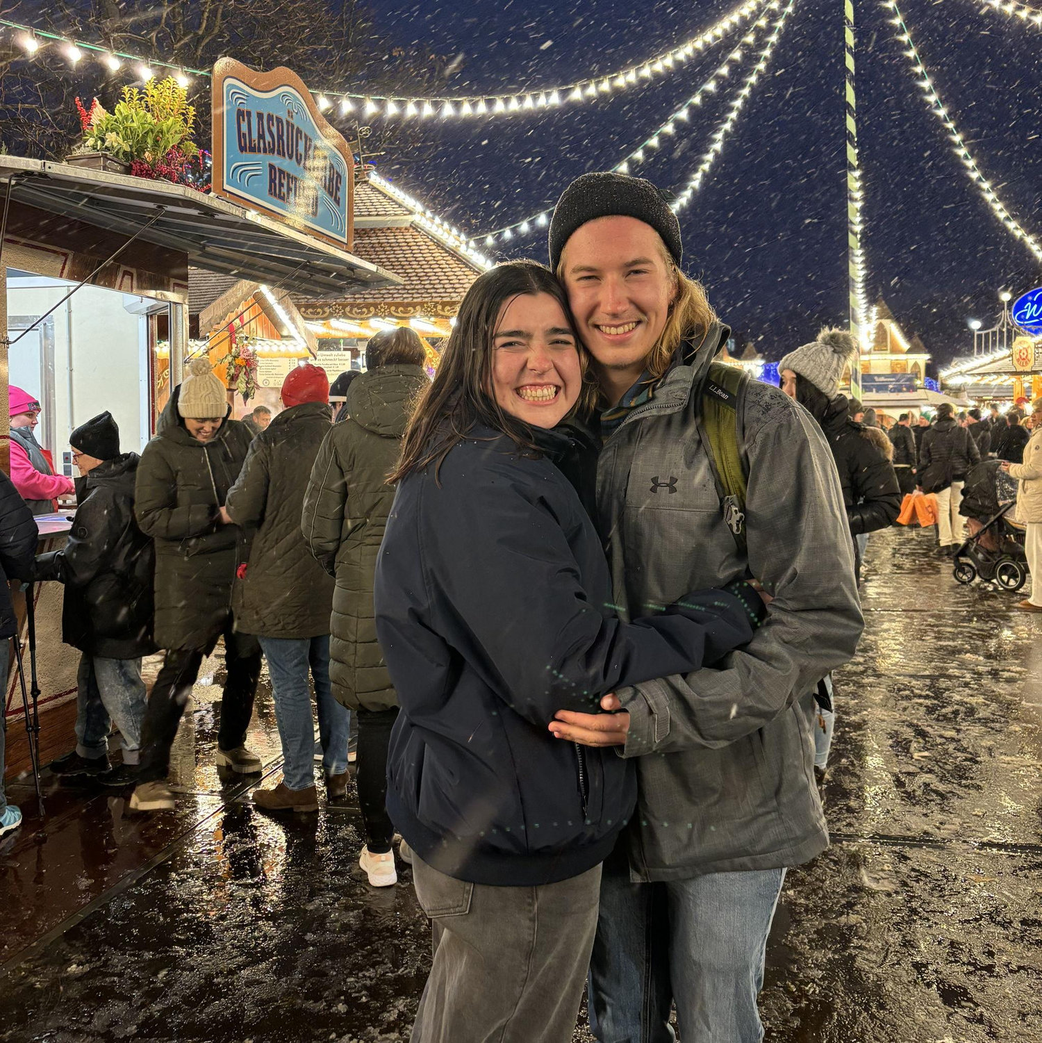 Our favorite date night activity? Going to a Weihnachtsmarkt for a bratwurst and Glühwein!