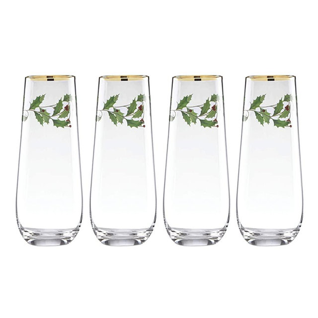 Lenox Holiday 4-Piece Stemless Wine Glasses