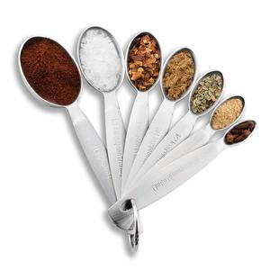Spring Chef Measuring Spoons, Heavy Duty Oval Stainless Steel Metal, for Dry or Liquid - Fits in Spice Jar, Set of 7