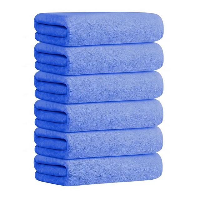JML Bath Towels, Microfiber Bath Towel Set 6 Pack 30" x 60", Soft Absorbent Microfiber Towels for Body, No Fading Microfiber Bath Towels for Adult, Blue