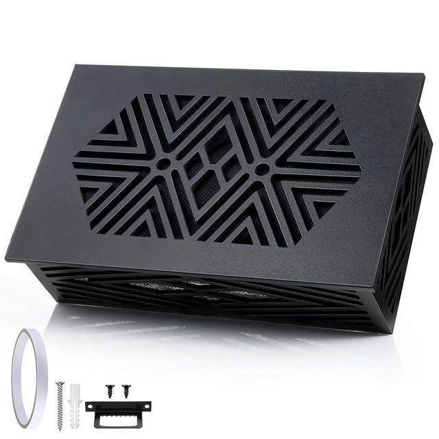 Saillong Wooden Doorbell Chime Cover Box Only, Decorative Black Doorbell Cover for Wall Inside with Floral Design, Indoor Wall Mounted Door bell Covers Box with Mounting Hardware, Chime Not Included