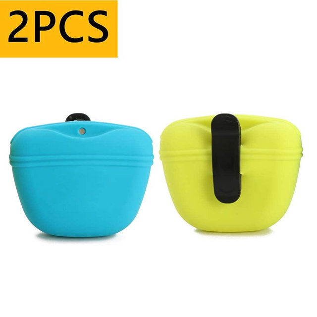 RoyalCare Silicone Dog Treat Pouch-Small Training Bag-Portable Dog Treat Bag for Leash with Magnetic Closure and Waist Clip-for Homemade Treats-BPA Free