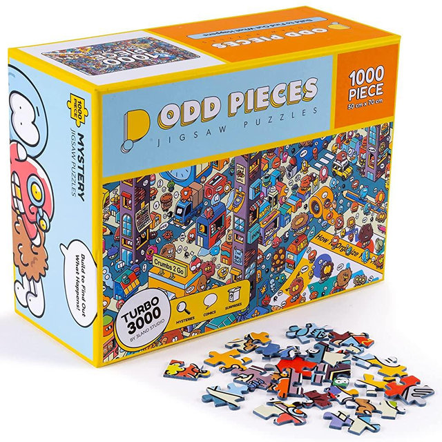 Odd Pieces Mystery Jigsaw Puzzle-1,000 Pcs Mystery Puzzle with Storytelling Comics, Treasure Hunt Clues, Secret Ending-1000 Piece Puzzle for Adults & Kids –19.7'' x 27.6'' Frameable Magic Puzzle Art