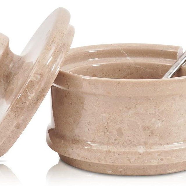 Radicaln Marble Salt Cellar with Lid 3.5" Inch Verona Salt Box, Seasoning Container & Spice Jars, Stone Salt Holder for Counter, Spice Jar