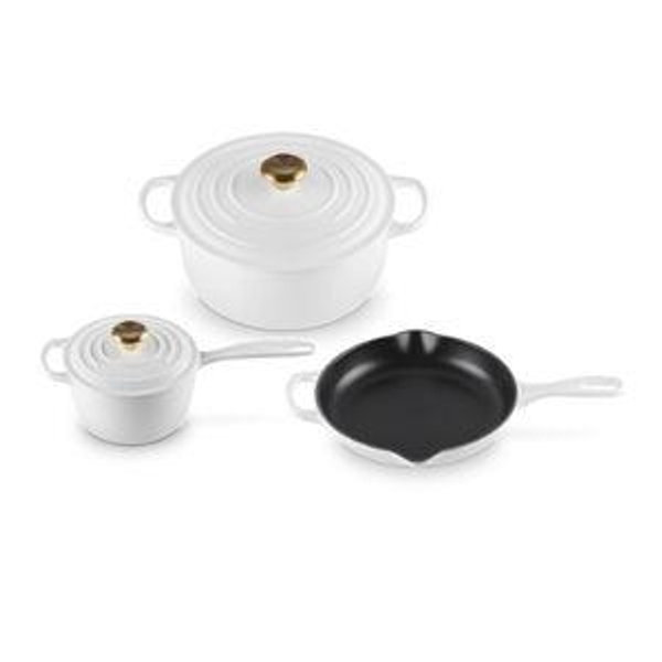 Signature Enameled Cast Iron 5-Piece Cookware Set - White