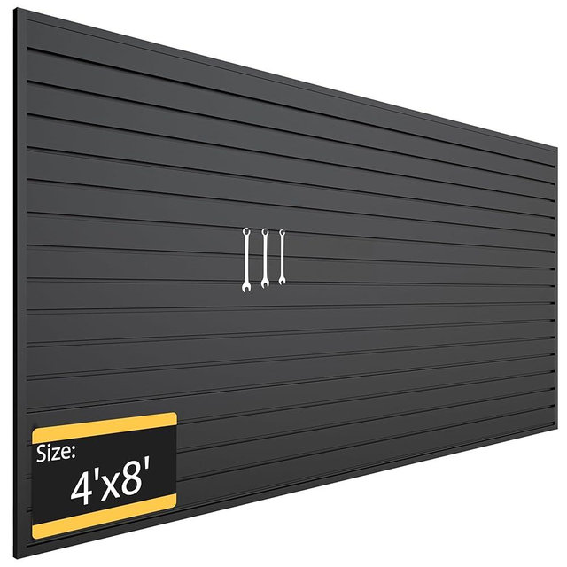 RORA Slat Wall Paneling Garage Slat Wall Storage Systems 4x8 ft Slatwall Black Heavy Duty Satwall for Tool Organization ,Pvc SlatWall Panels,Fits for Storage and Display