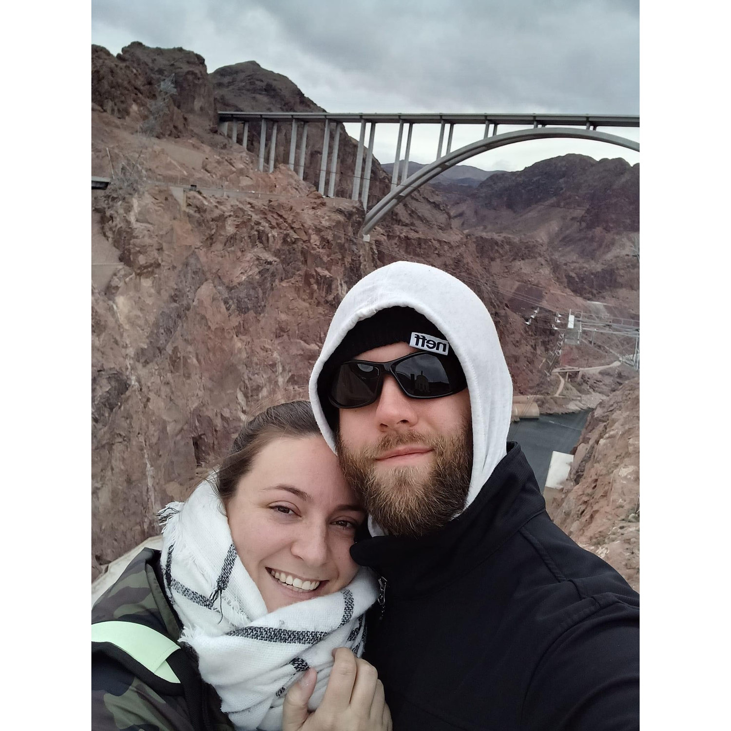 The Hoover Dam! Had a great time walking across together