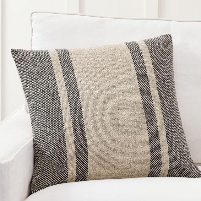 Blaine Striped Pillow Cover, 22 x 22", Black Multi