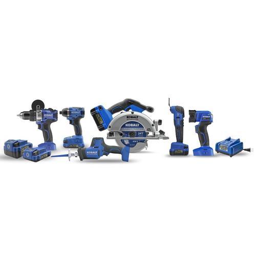 Kobalt 24-Volt Max 6-Tool Brushless Power Tool Combo Kit with Soft Case (2-Batteries Included and Charger Included)