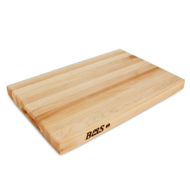 John Boos Maple Wood Cutting Board for Kitchen Prep, 1.5 Inch Thick, Large Edge Grain Rectangular Reversible Charcuterie Boos Block, 18" x 12" x 1.5"