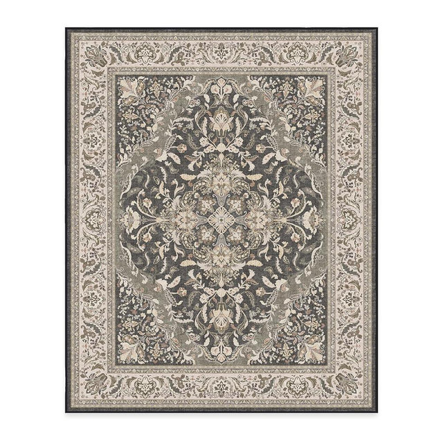 RUGGABLE Washable Area Rug – Outdoor Allura Dark Wood 8x10, Stain-Resistant, Non-Slip with Standard Pad – Large Machine Washable Rugs for Entryway, Patio, Balcony, Deck, & Porch