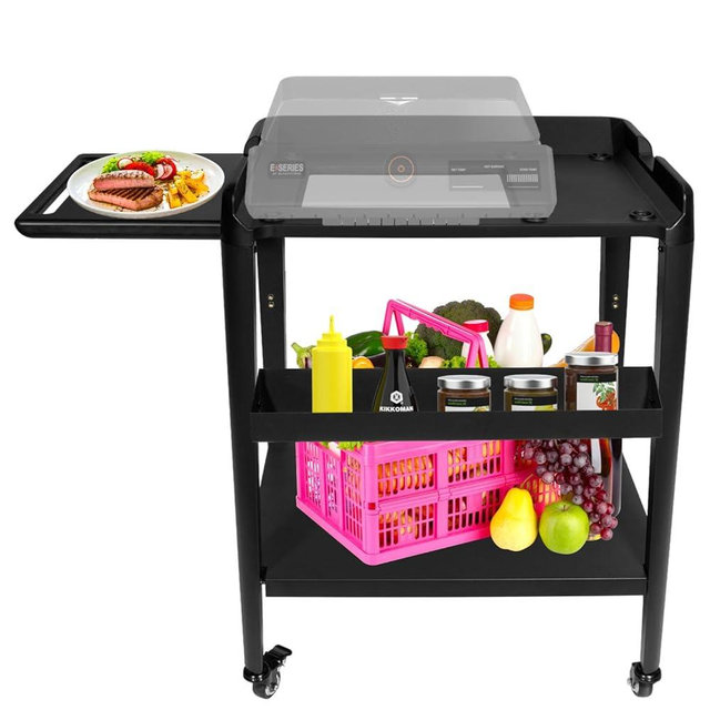 BBQ Future Griddle Stand for Blackstone 17 22 Inch Electric Tabletop Griddle, Heavy-Duty Grill Table Stand with Side Shelf and Wheels, Portable Flat Top Griddle Trolley Dining Table Cart