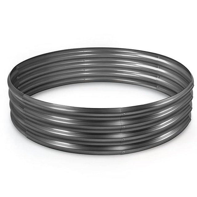 Land Guard Galvanized Raised Garden Bed, Planter Raised Garden Beds Outdoor, Round Clearance Raised Garden Beds for Gardening Vegetables 4x4x1ft (Gray)……