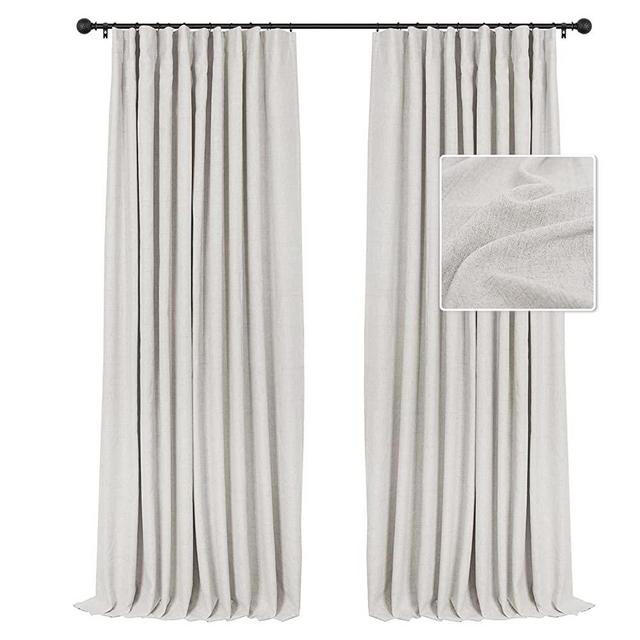 INOVADAY 100% Blackout Curtains 63 Inch Length 2 Panels Set Linen Blackout Curtains Textured Thermal Insulated Black Out Curtain Drapes for Bedroom Living Room - Beige, W50 x L63