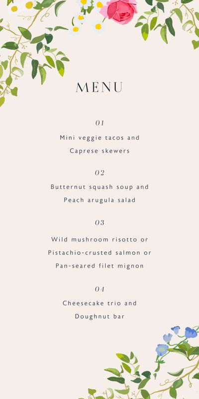 Beige Oval Wedding Menu - Dicha