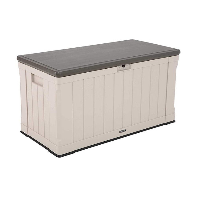 LIFETIME 60186 Heavy-Duty Outdoor Storage Deck Box, 116 Gallon, Desert Sand/Brown