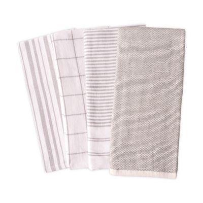 Artisanal Kitchen Supply® Reversible Terry Kitchen Towels in Grey (Set of 4)