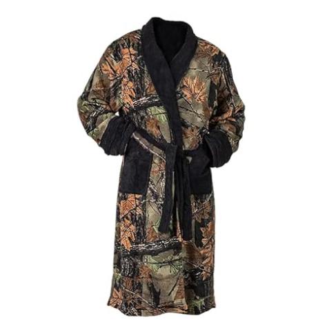 TrailCrest by Treel Camo Polar Fleece Bathrobe with Shawl Collar