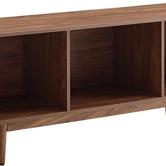 Crosley Furniture Liam Mid-Century Record Storage Console Cabinet, Large, Walnut