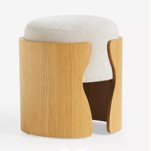 Lusso Velvet Oak Wood Stool