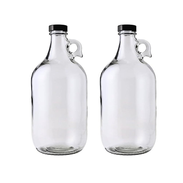 FastRack - 0.5 Gallon Glass Jugs | 2 Pack with Polyseal Caps | Clear Half Gallon Glass Jug Ideal for Beverage Storage, Versatile 1/2 G Jug with Airtight Cap for Fermenting & Storing Liquids