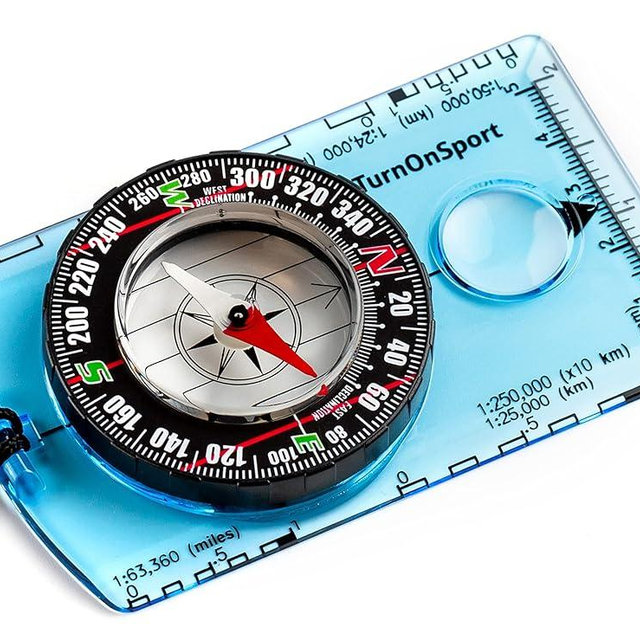 TurnOnSport Orienteering Compass - Advanced Scout Compass for Hiking, Camping, and Backpacking - Best Survival Gifts for Kids